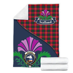 Clan Belshes Tartan Crest Premium Blanket Thistle Style FM82 Clan Belshes Tartan Today   