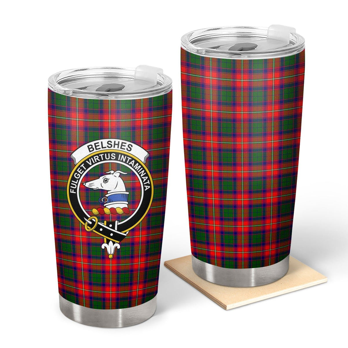 Clan Belshes Tartan Crest Tumbler AG63 Clan Belshes Tartan Today   