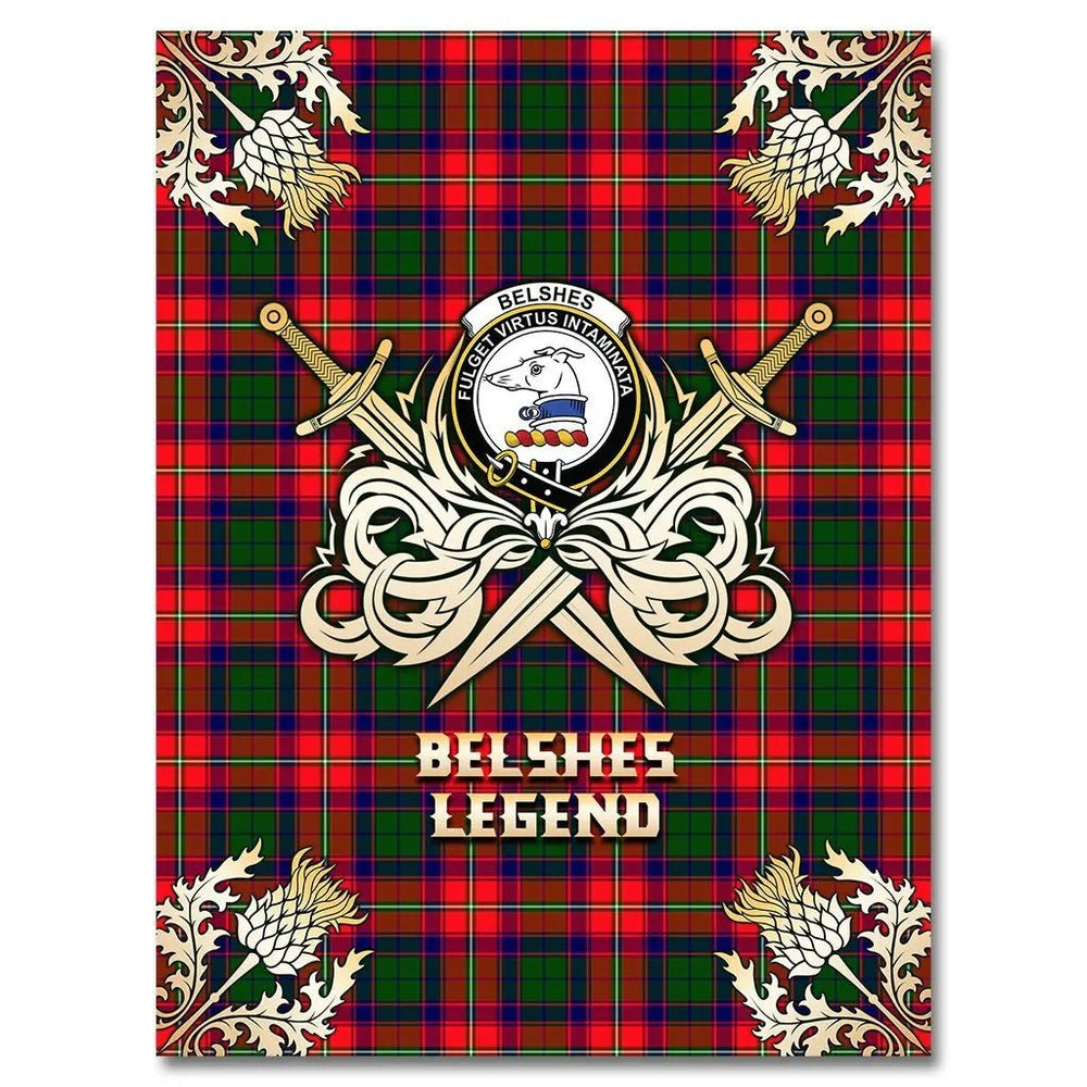 Clan Belshes Tartan Gold Courage Symbol Blanket PA29 Clan Belshes Tartan Today   