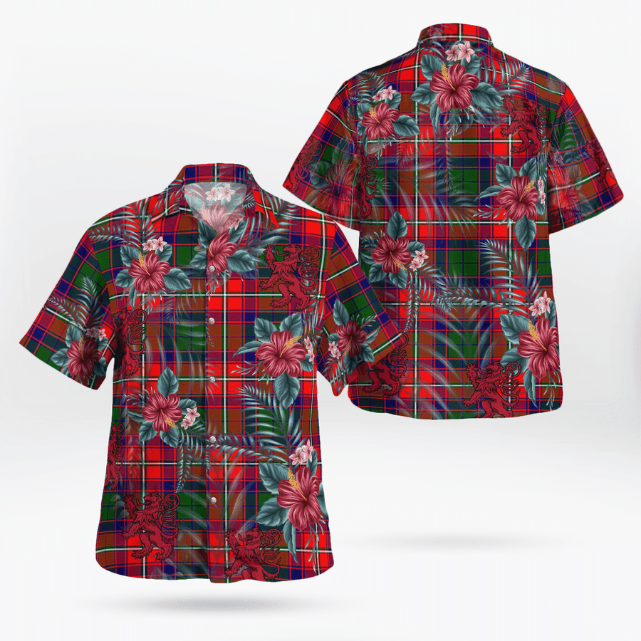 Clan Belshes Tartan Scottish Lion Hawaiian Shirt TF52 Belshes Tartan Tartan Hawaii Shirt   