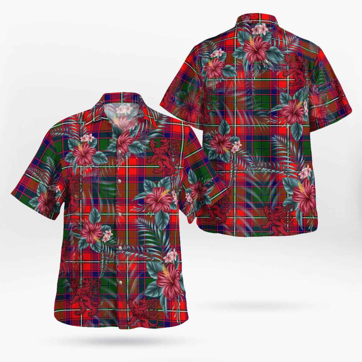 Clan Belshes Tartan Scottish Lion Hawaiian Shirt TF52 Belshes Tartan Tartan Hawaii Shirt   