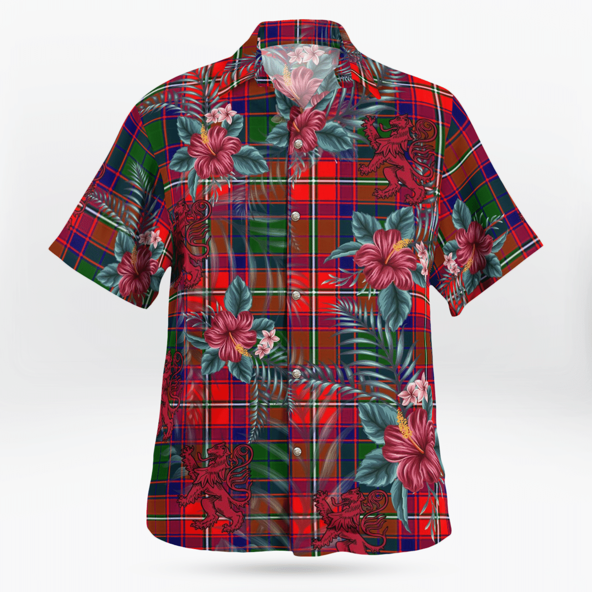 Clan Belshes Tartan Scottish Lion Hawaiian Shirt TF52 Belshes Tartan Tartan Hawaii Shirt   