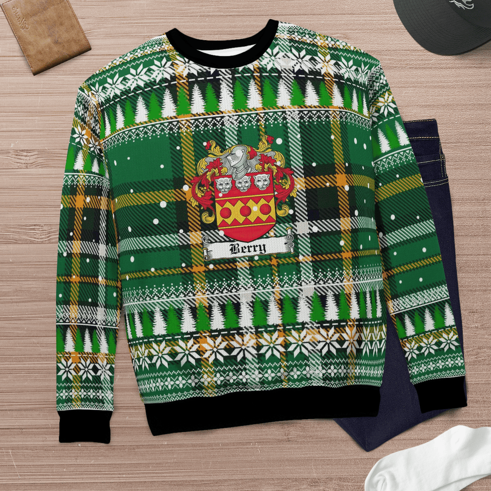 Clan Berry Coat Of Arms Christmas Ugly Sweater JZ30 Berry Coat Of Arms Tartan Ugly Sweater   