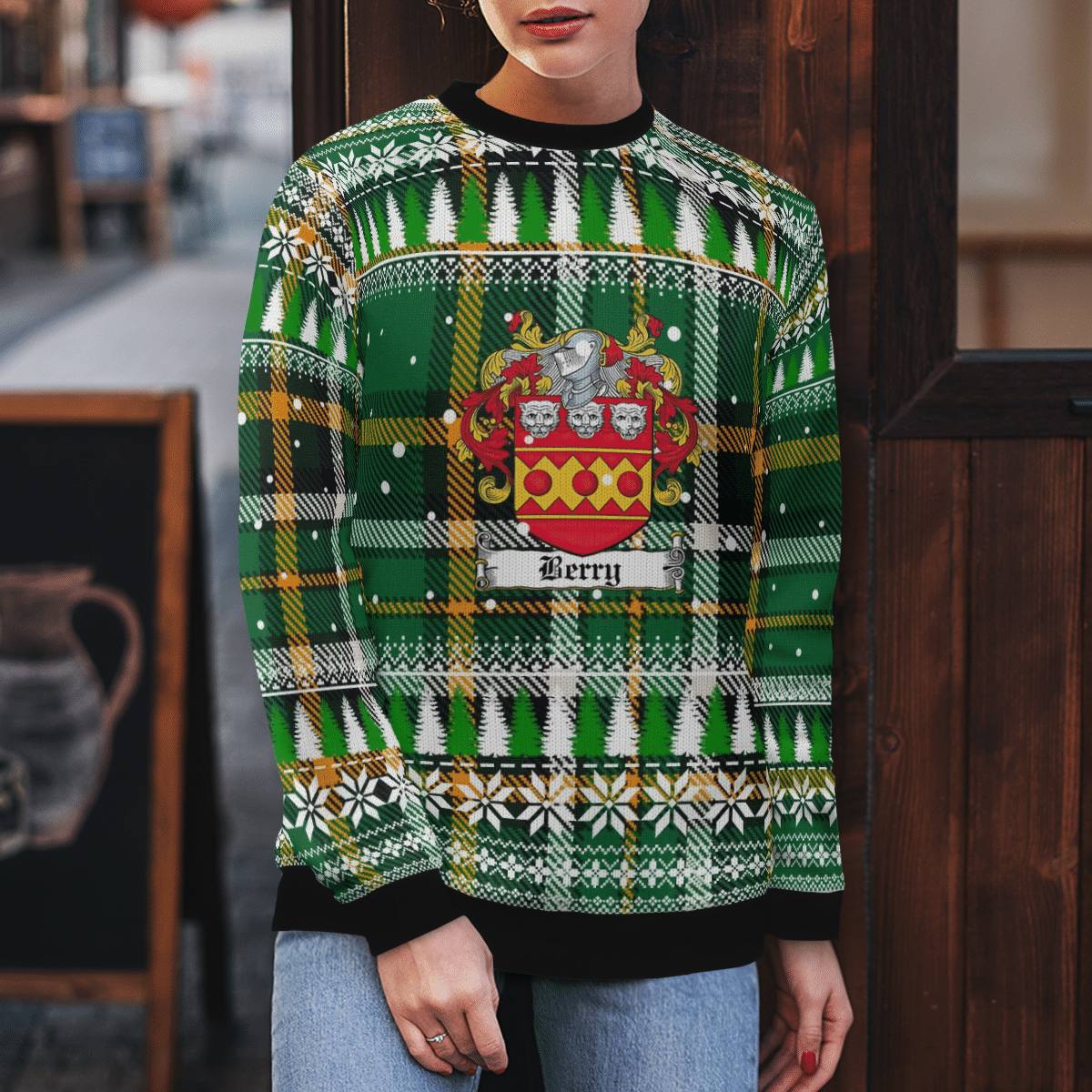 Clan Berry Coat Of Arms Christmas Ugly Sweater JZ30 Berry Coat Of Arms Tartan Ugly Sweater   