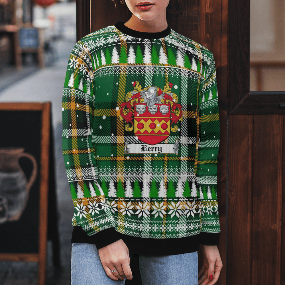Clan Berry Coat Of Arms Christmas Ugly Sweater JZ30 Berry Coat Of Arms Tartan Ugly Sweater   