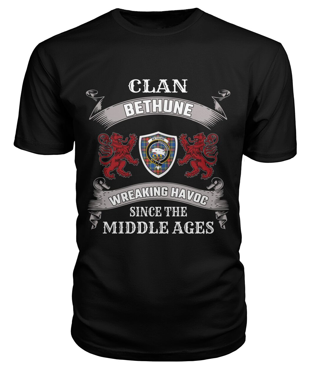 Clan Bethune Family Tartan 2D T-shirt DK55 Bethune Tartan Clan Tartan T-Shirt Black S Bethune Tartan Clan
