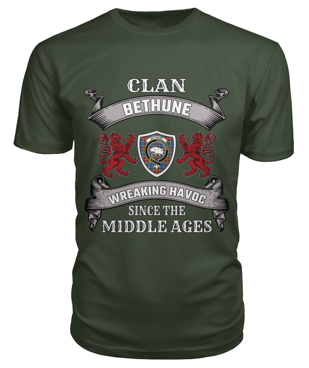 Clan Bethune Family Tartan 2D T-shirt DK55 Bethune Tartan Clan Tartan T-Shirt City Green S Bethune Tartan Clan