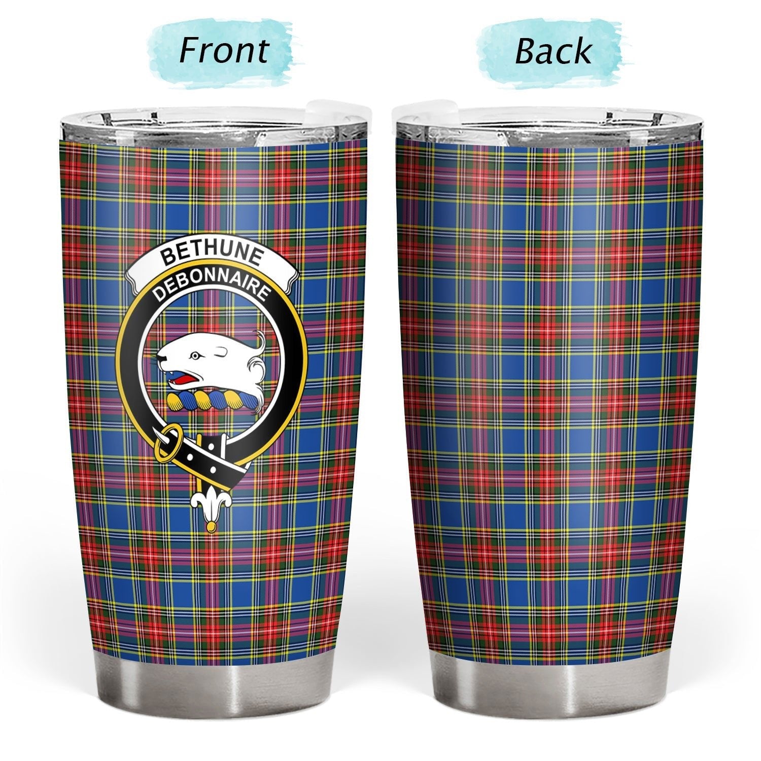 Clan Bethune Modern Tartan Crest Tumbler MF45 Clan Bethune Tartan Today   