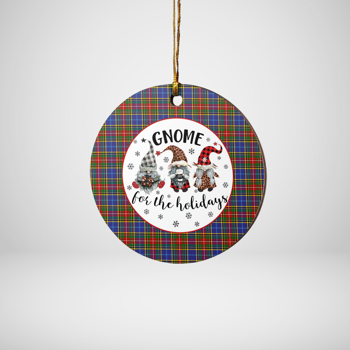 Clan Bethune Tartan Gnome Round Ceramic Ornament QE80 Bethune Tartan Tartan Christmas   