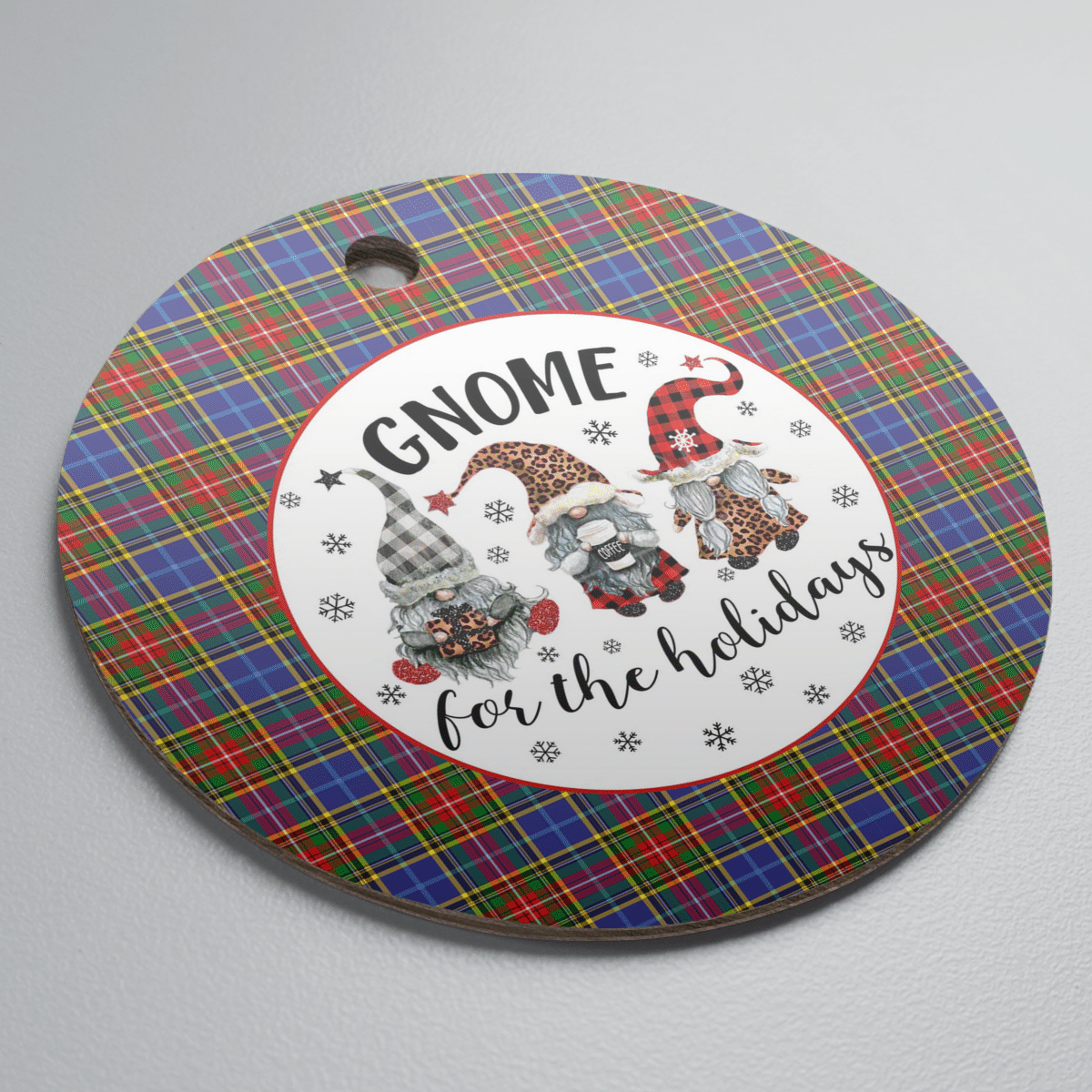 Clan Bethune Tartan Gnome Round Ceramic Ornament QE80 Bethune Tartan Tartan Christmas   