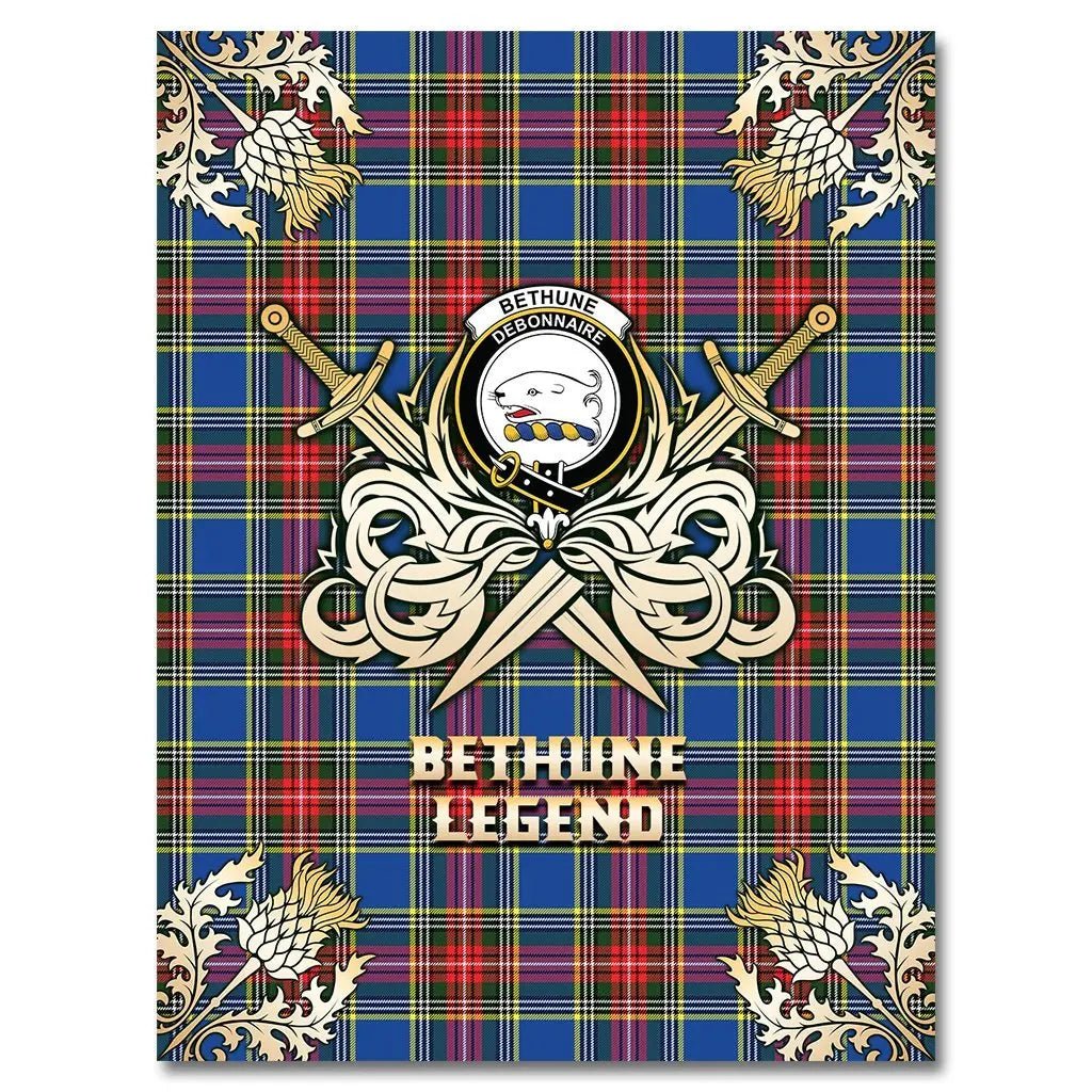 Clan Bethune Tartan Gold Courage Symbol Blanket QF33 Clan Bethune Tartan Today   