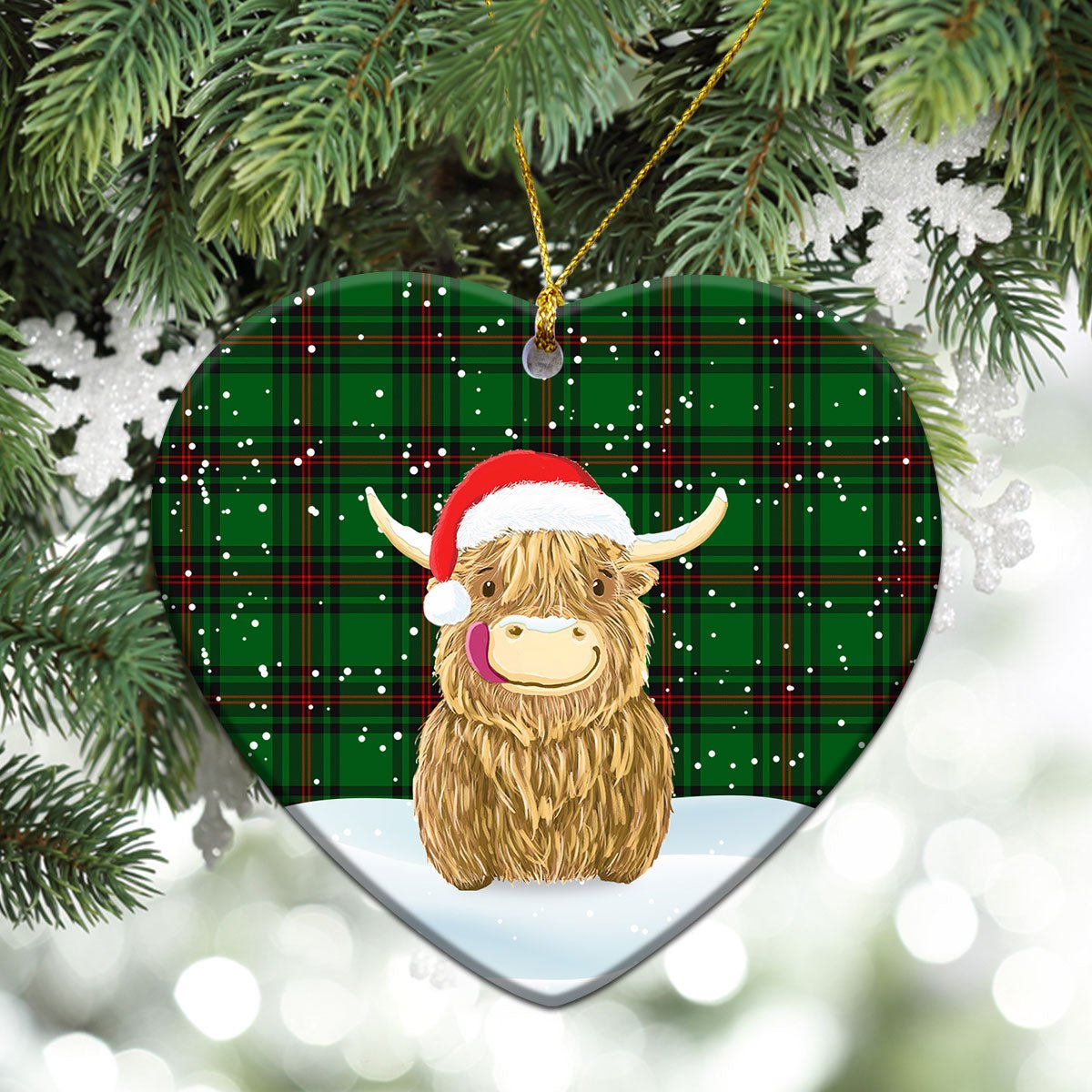 Clan Beveridge Tartan Christmas Ceramic Ornament Highland Cows Style IS67 Beveridge Tartan Tartan Ornament   