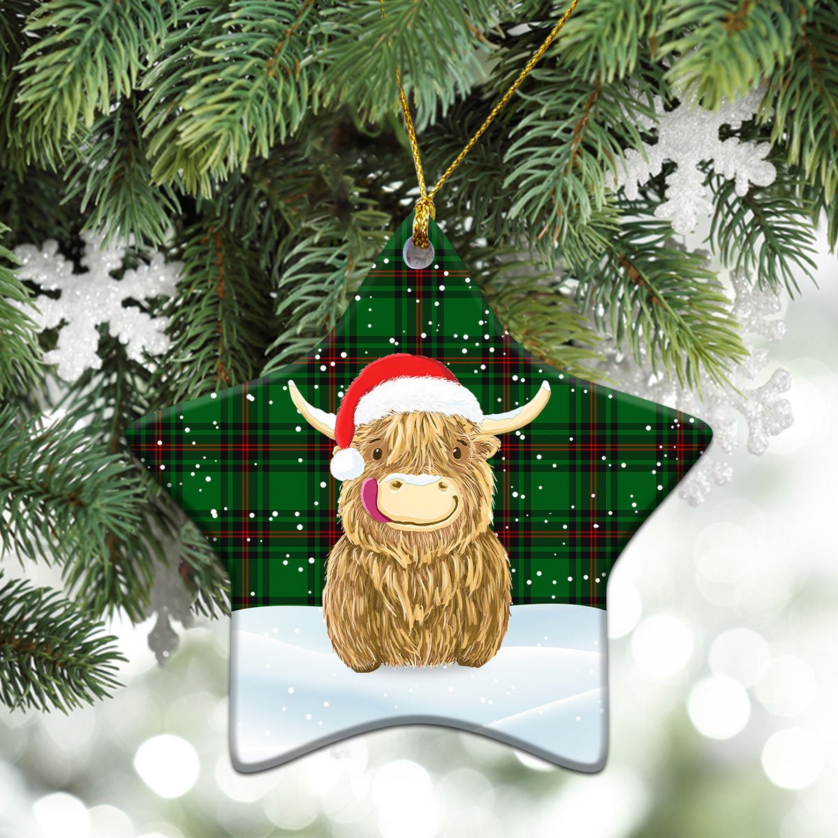 Clan Beveridge Tartan Christmas Ceramic Ornament Highland Cows Style IS67 Beveridge Tartan Tartan Ornament   