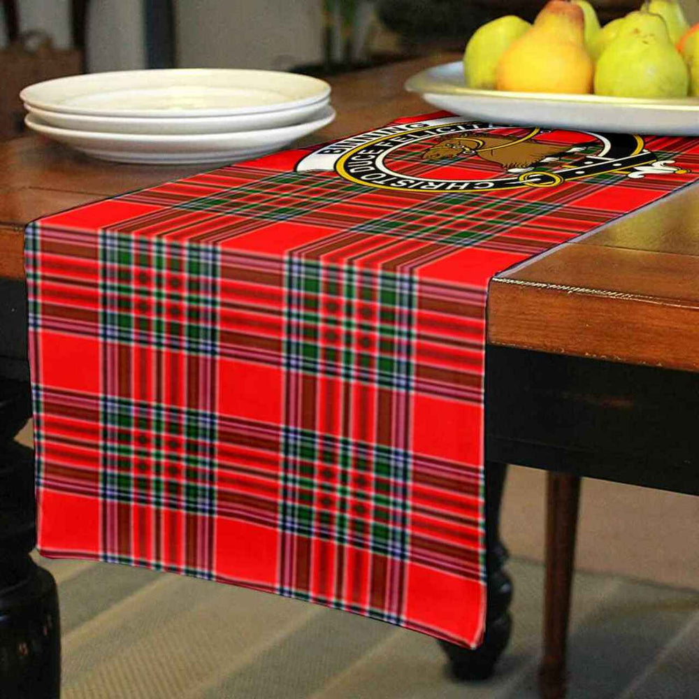 Clan Binning of Wallifoord Tartan Crest Table Runner Cotton VU39 Binning of Wallifoord Tartan Tartan Table Runner   