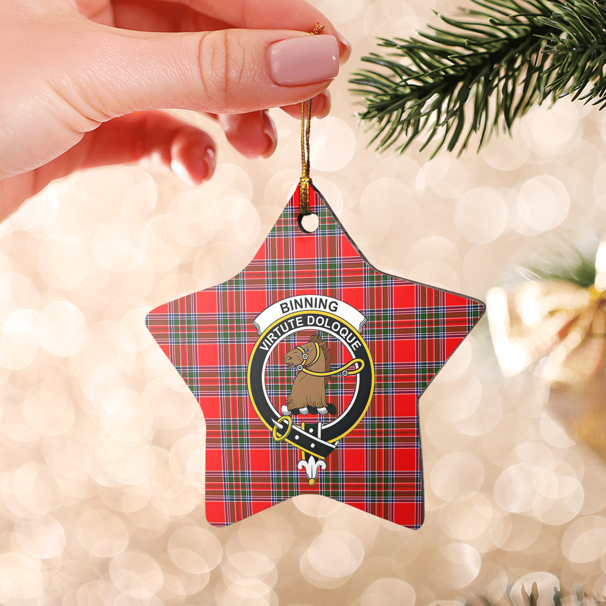 Clan Binning Tartan Crest Star Ceramic Ornament EC57 Binning Tartan Tartan Christmas   