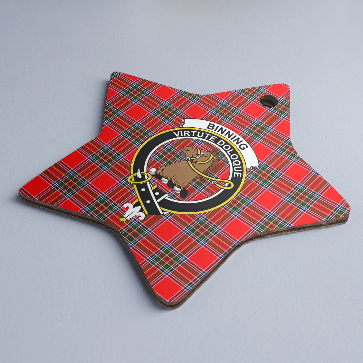 Clan Binning Tartan Crest Star Ceramic Ornament EC57 Binning Tartan Tartan Christmas   