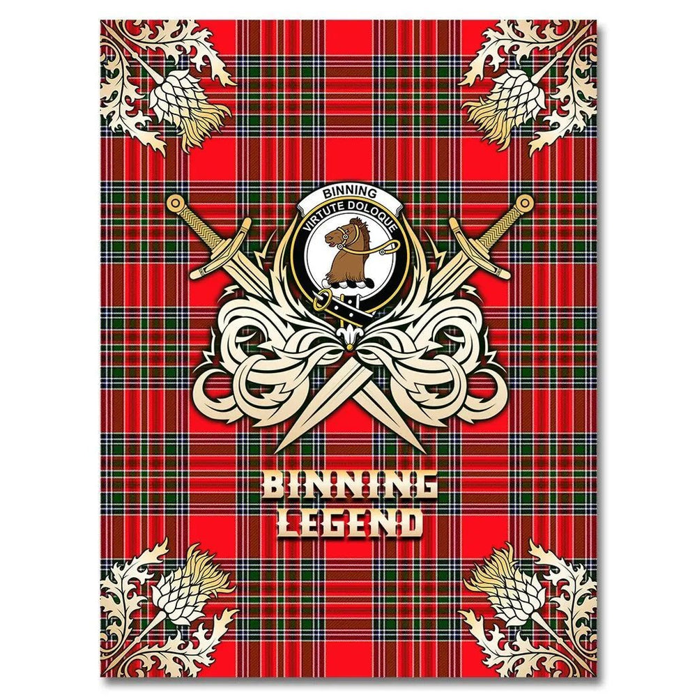 Clan Binning Tartan Gold Courage Symbol Blanket WB81 Clan Binning Tartan Today   