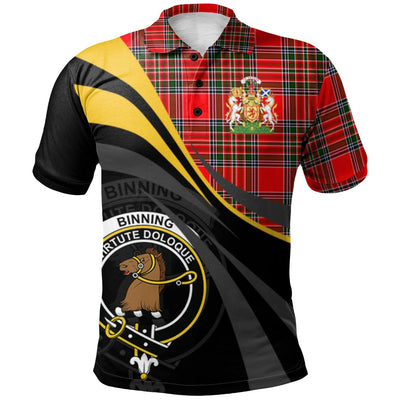 Clan Binning Tartan Polo Shirt - Royal Coat Of Arms Style