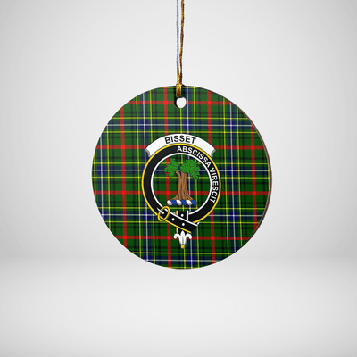 Clan Bisset 1 Tartan Crest Round Ceramic Ornament