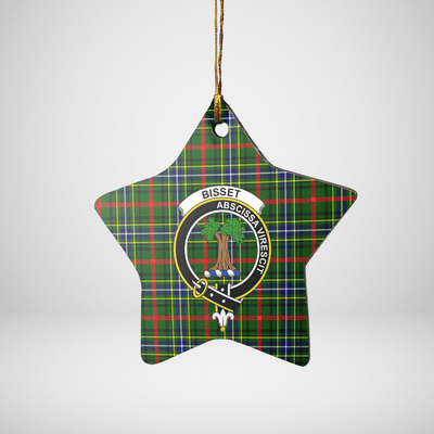 Clan Bisset 1 Tartan Crest Star Ceramic Ornament
