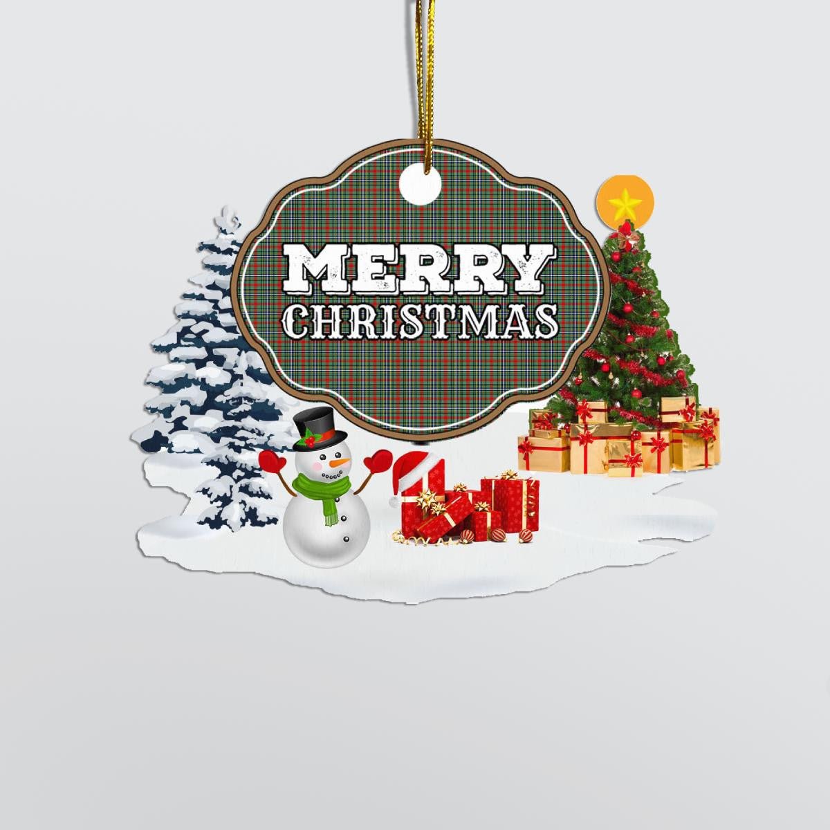 Clan Bisset 2 "Merry Christmas" Tartan Acrylic Ornament VJ64 Bisset 2 Tartan Tartan Christmas   