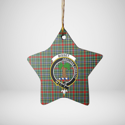 Clan Bisset 2 Tartan Crest Star Ceramic Ornament