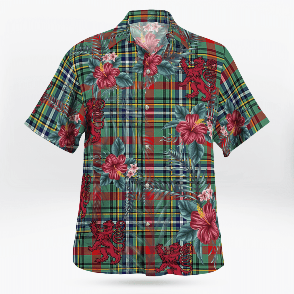 Clan Bisset 2 Tartan Scottish Lion Hawaiian Shirt MD47 Bisset 2 Tartan Tartan Hawaii Shirt   