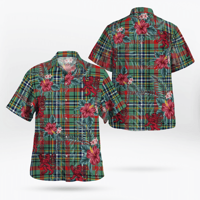 Clan Bisset 2 Tartan Scottish Lion Hawaiian Shirt
