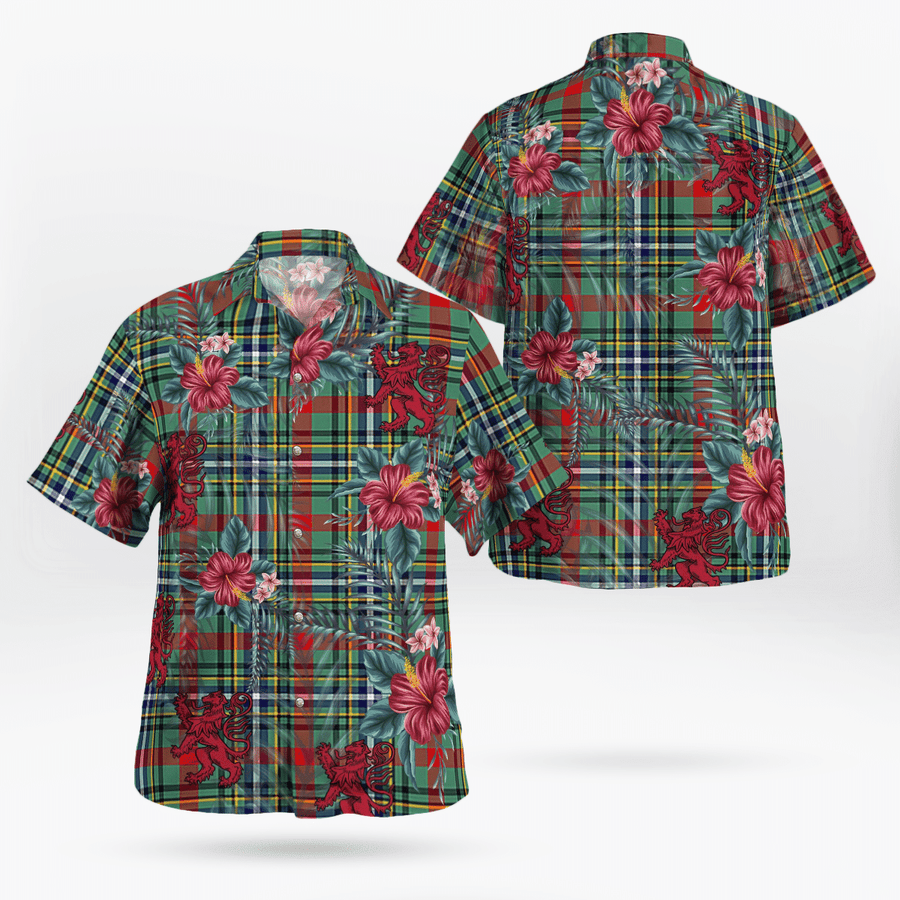 Clan Bisset 2 Tartan Scottish Lion Hawaiian Shirt MD47 Bisset 2 Tartan Tartan Hawaii Shirt   