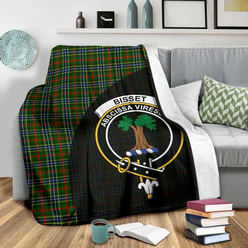 Clan Bisset Tartan Crest Blanket Wave Style HC58 Clan Bisset Tartan Today   