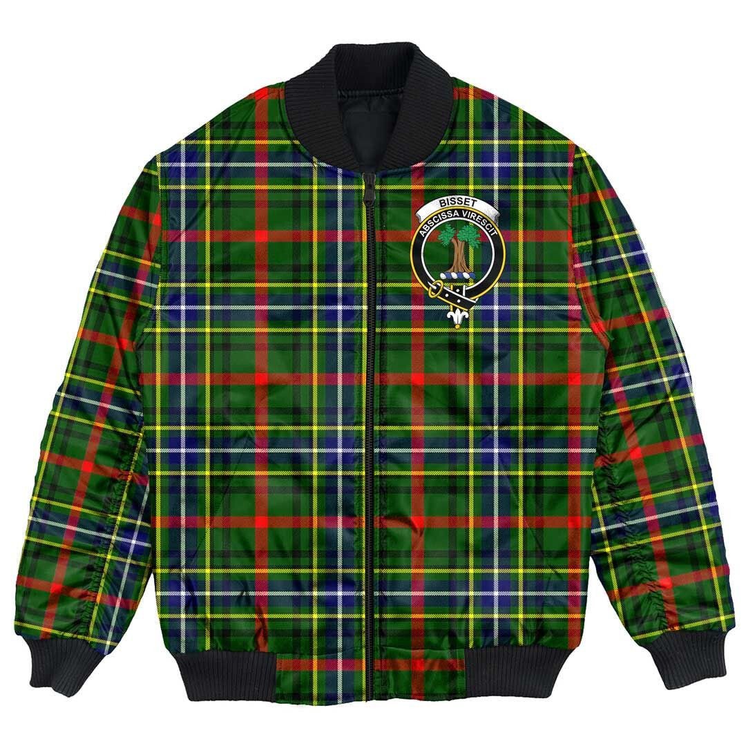 Clan Bisset Tartan Crest Bomber Jacket KG29 Bisset Tartan Tartan Bomber Jacket   