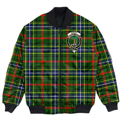 Clan Bisset Tartan Crest Bomber Jacket KG29 Bisset Tartan Tartan Bomber Jacket   