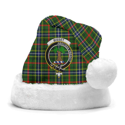 Clan Bisset Tartan Crest Christmas Santa Hat