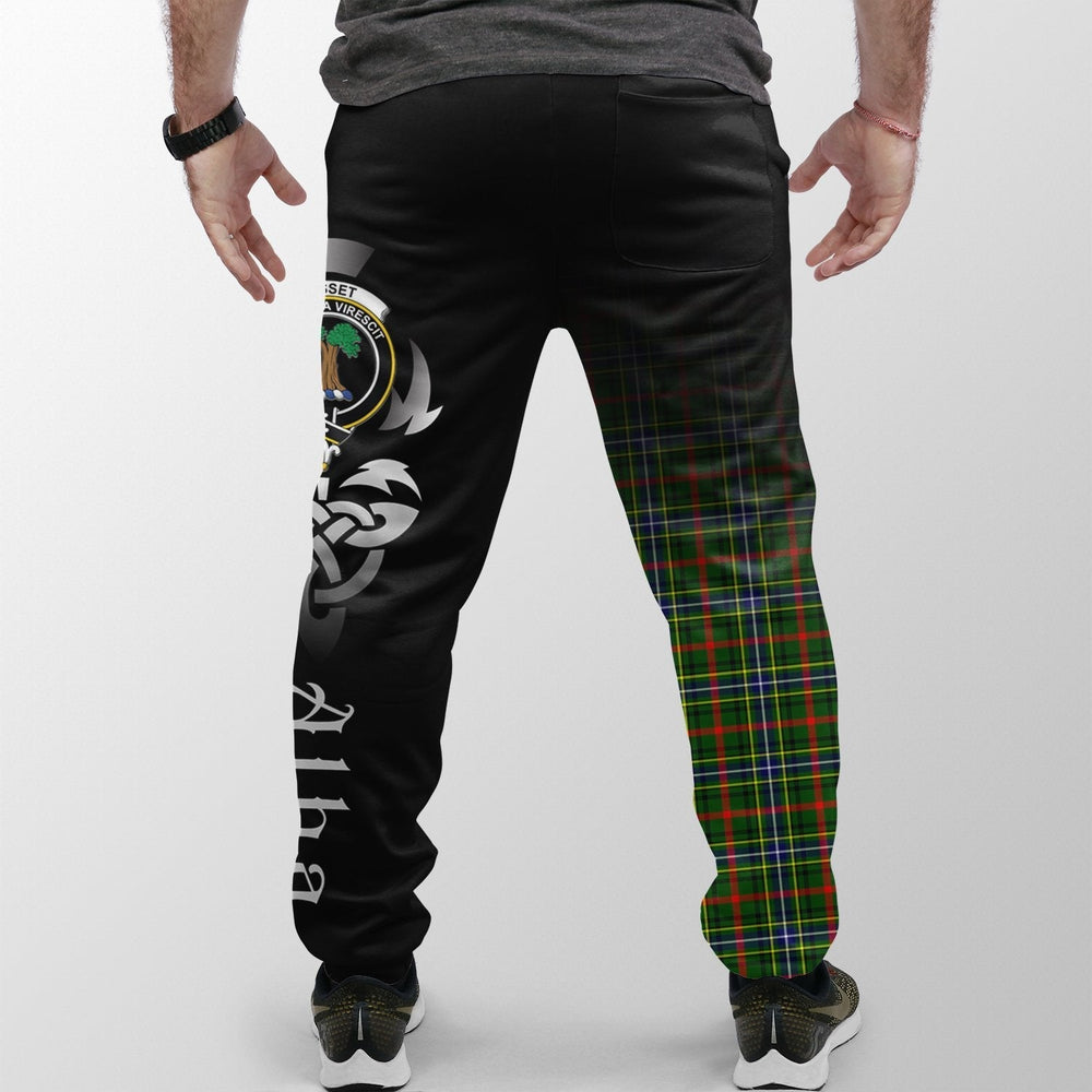 Clan Bisset Tartan Crest Jogger Sweatpants  Alba Celtic Style DY75 Clan Bisset Tartan Today   
