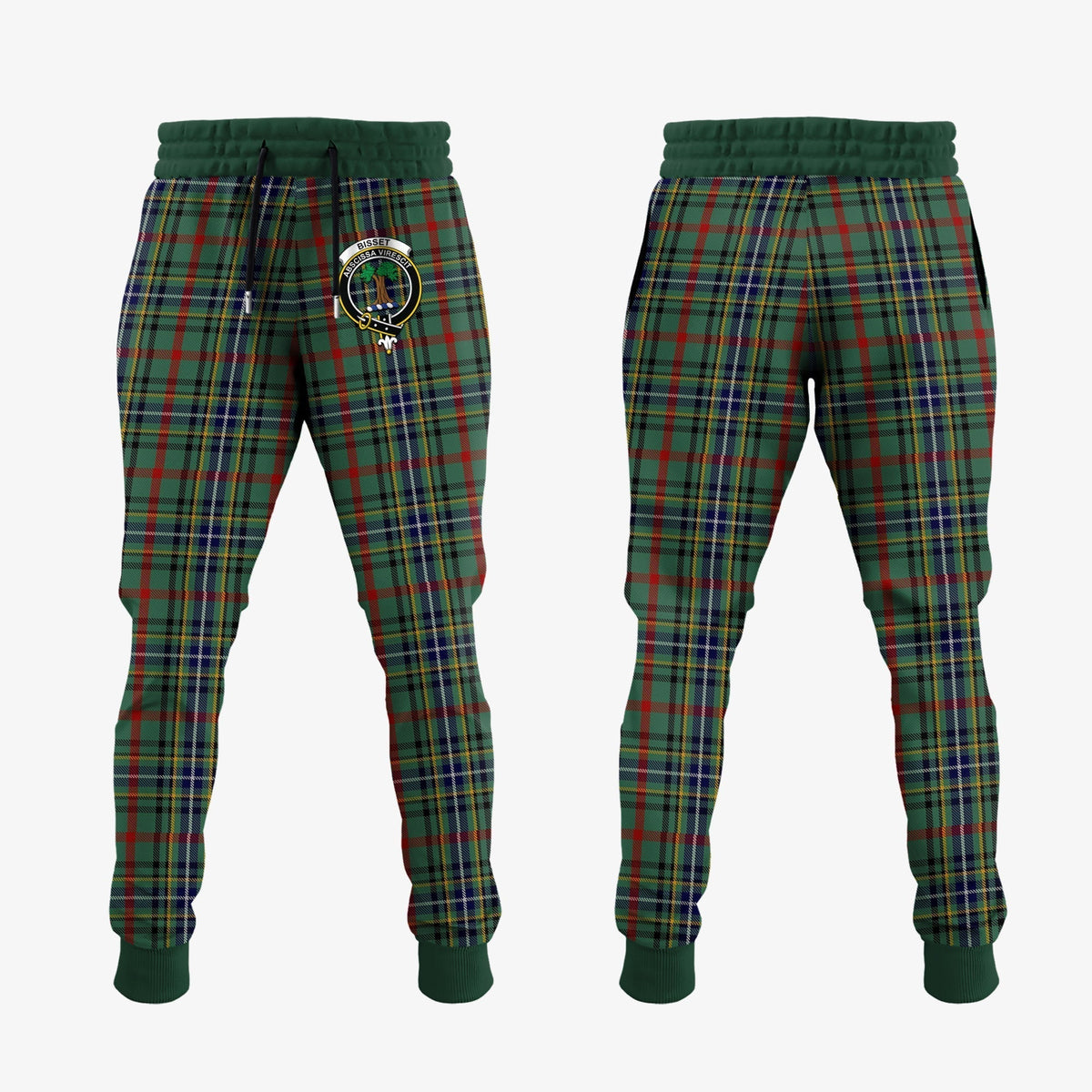 Clan Bisset Tartan Crest Jogger Sweatpants RY74 Clan Bisset Tartan Today   