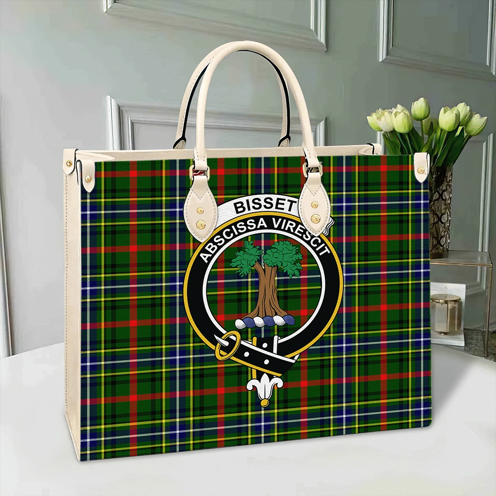 Clan Bisset Tartan Crest Leather Bag BA21 Clan Bisset Tartan Today   