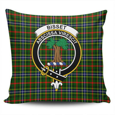 Clan Bisset Tartan Crest Pillow Cover