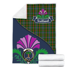 Clan Bisset Tartan Crest Premium Blanket Thistle Style DL26 Clan Bisset Tartan Today   