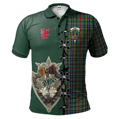 Clan Bisset Tartan Polo Shirt - Lion Rampant And Celtic Thistle Style MA81 Bisset Tartan Tartan Polo   