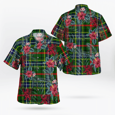 Clan Bisset Tartan Scottish Lion Hawaiian Shirt