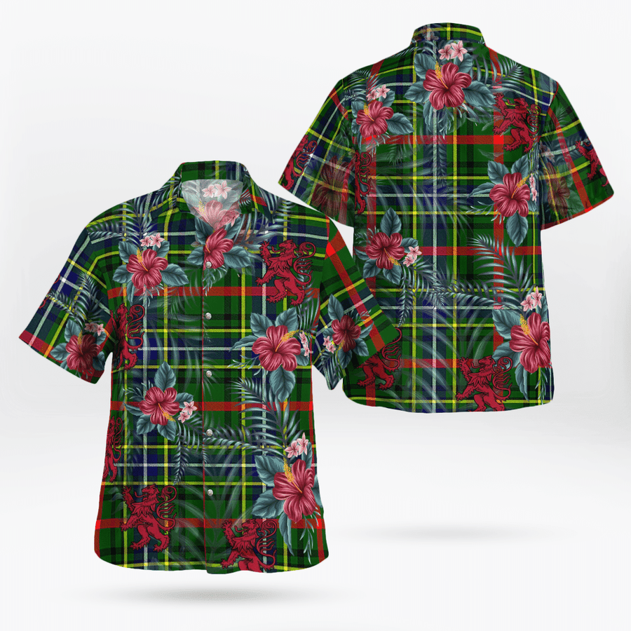 Clan Bisset Tartan Scottish Lion Hawaiian Shirt BT36 Bisset Tartan Tartan Hawaii Shirt   