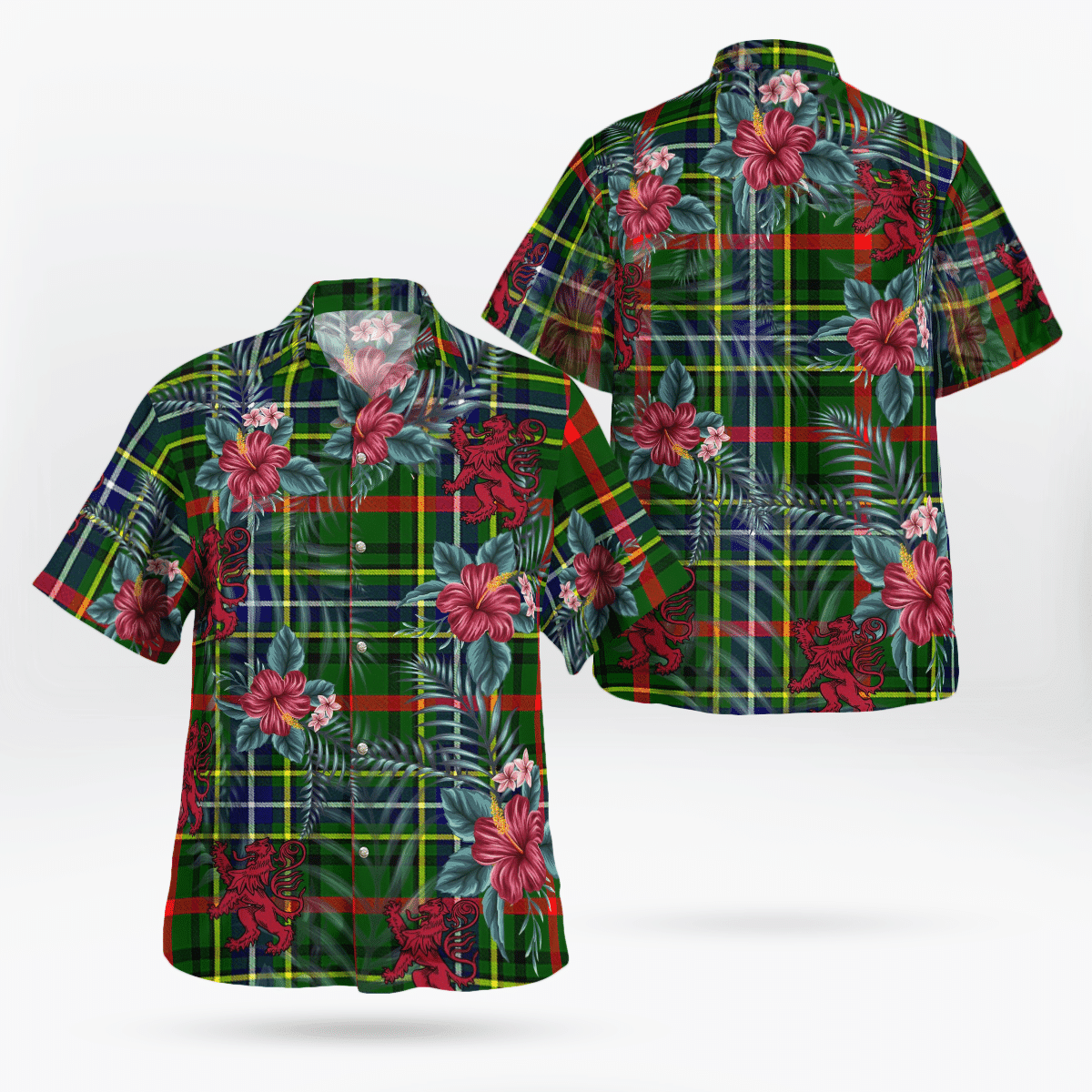 Clan Bisset Tartan Scottish Lion Hawaiian Shirt BT36 Bisset Tartan Tartan Hawaii Shirt   