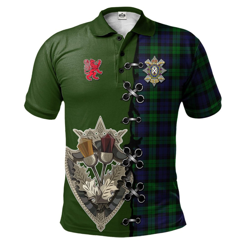 Clan Black Watch of Canada Tartan Tartan Polo Shirt - Lion Rampant And Celtic Thistle Style EM74 Black Watch of Canada Tartan Tartan Tartan Polo   