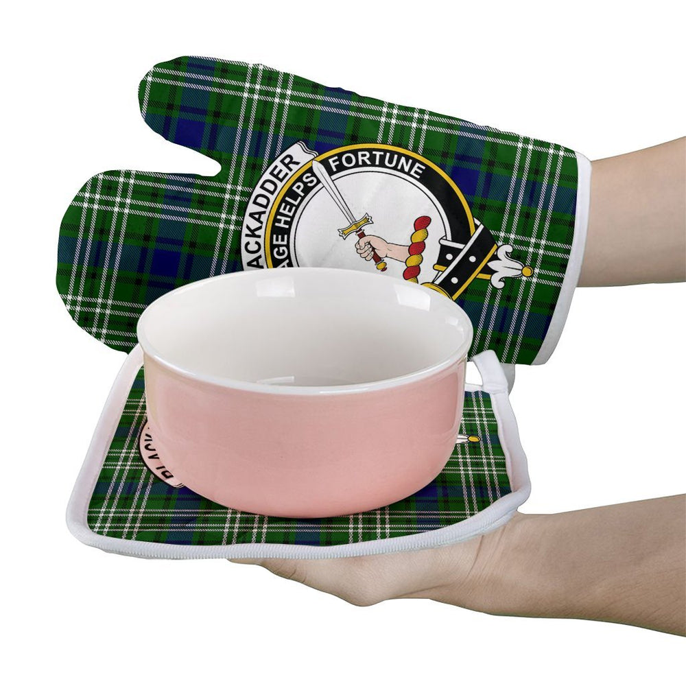 Clan Blackadder Tartan Crest Oven Mitt And Pot Holder (2 Oven Mitts + 1 Pot Holder) JG74 Clan Blackadder Tartan Today   