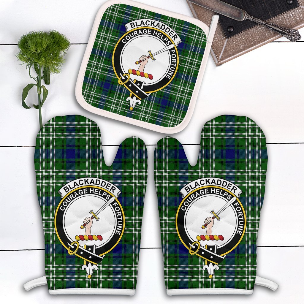 Clan Blackadder Tartan Crest Oven Mitt And Pot Holder (2 Oven Mitts + 1 Pot Holder) JG74 Clan Blackadder Tartan Today   