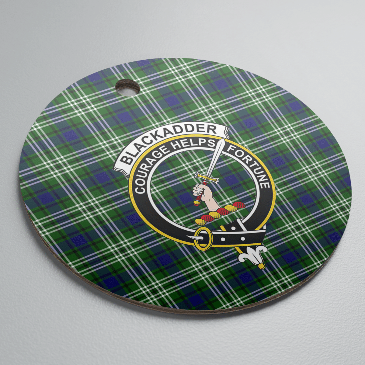 Clan Blackadder Tartan Crest Round Ceramic Ornament KT23 Blackadder Tartan Tartan Christmas   