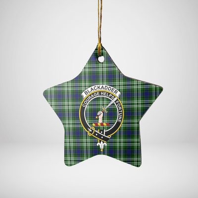 Clan Blackadder Tartan Crest Star Ceramic Ornament