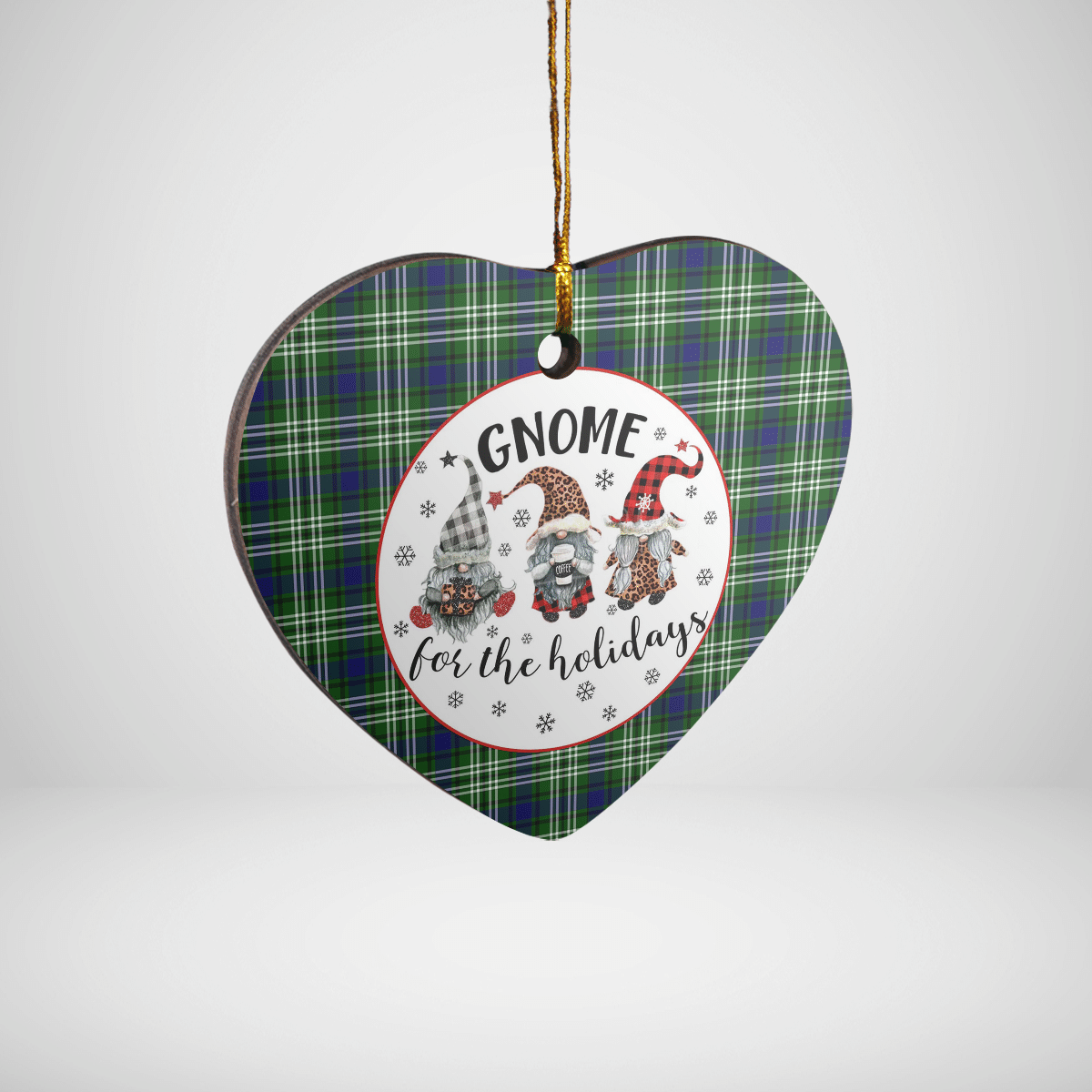 Clan Blackadder Tartan Gnome Heart Ceramic Ornament CP16 Blackadder Tartan Gnome Tartan Christmas   