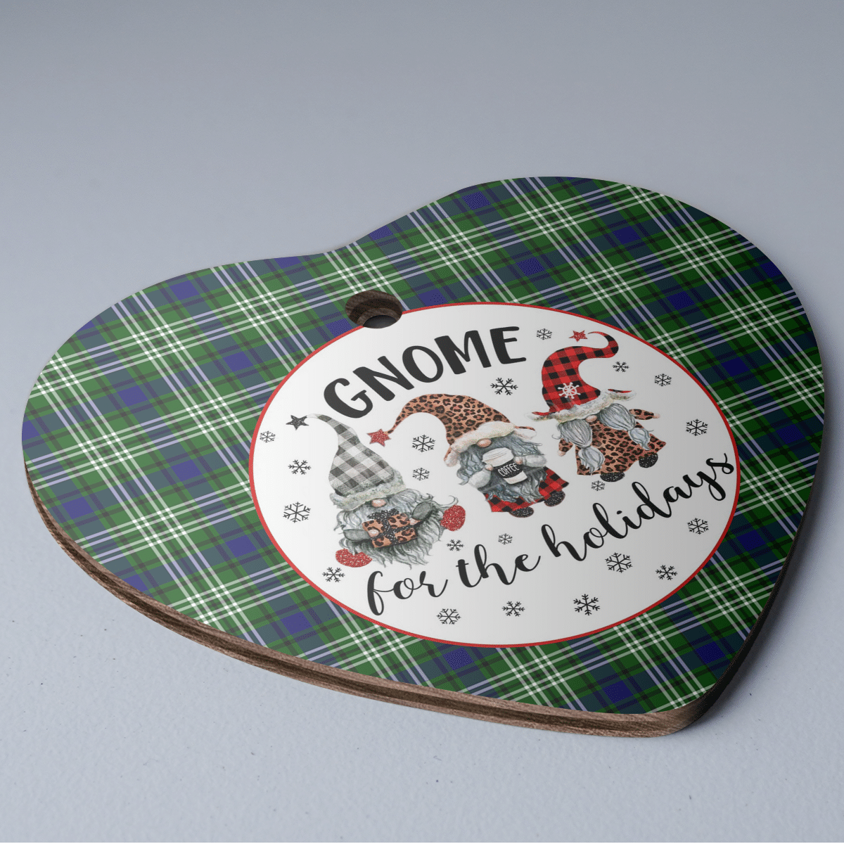 Clan Blackadder Tartan Gnome Heart Ceramic Ornament CP16 Blackadder Tartan Gnome Tartan Christmas   