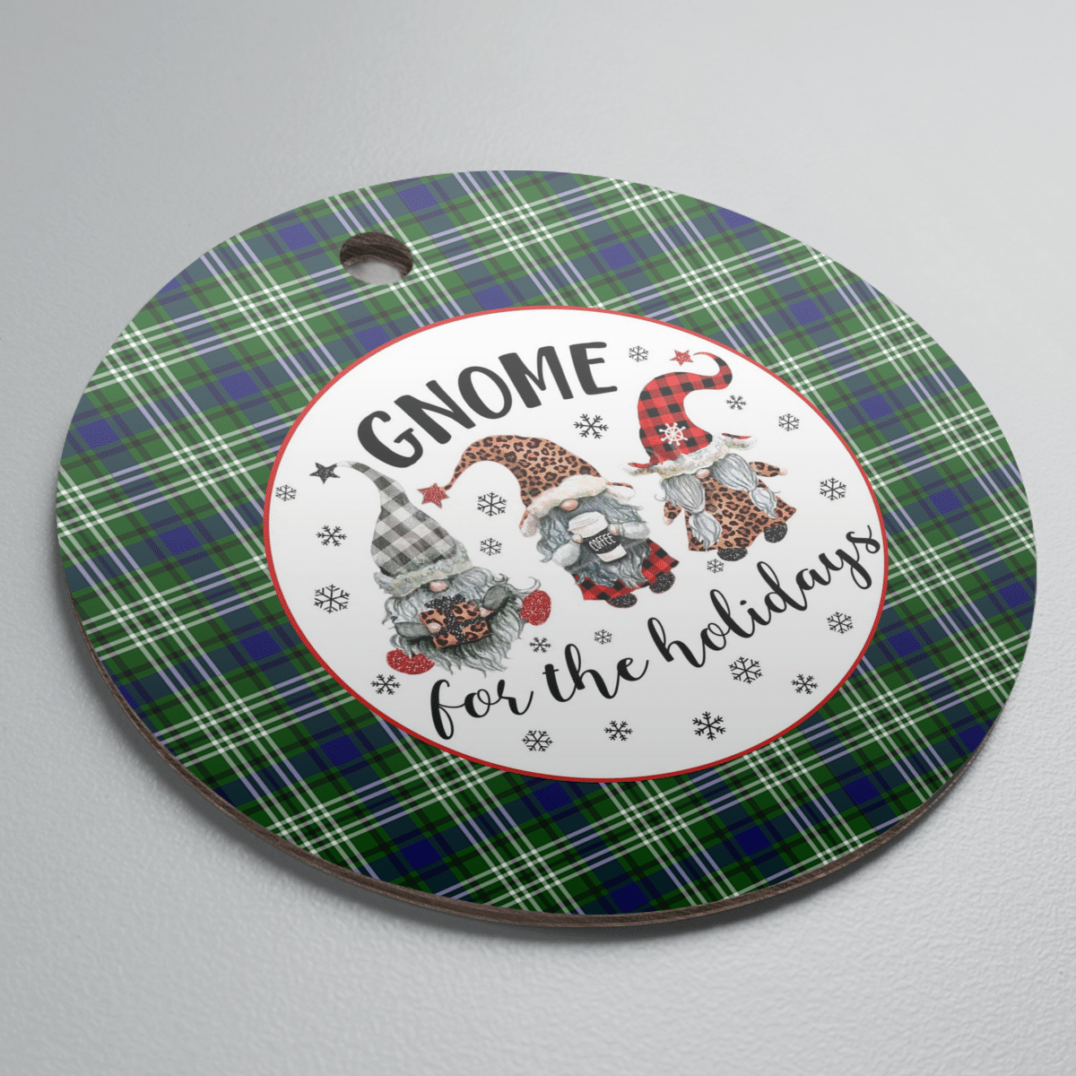 Clan Blackadder Tartan Gnome Round Ceramic Ornament LZ91 Blackadder Tartan Tartan Christmas   